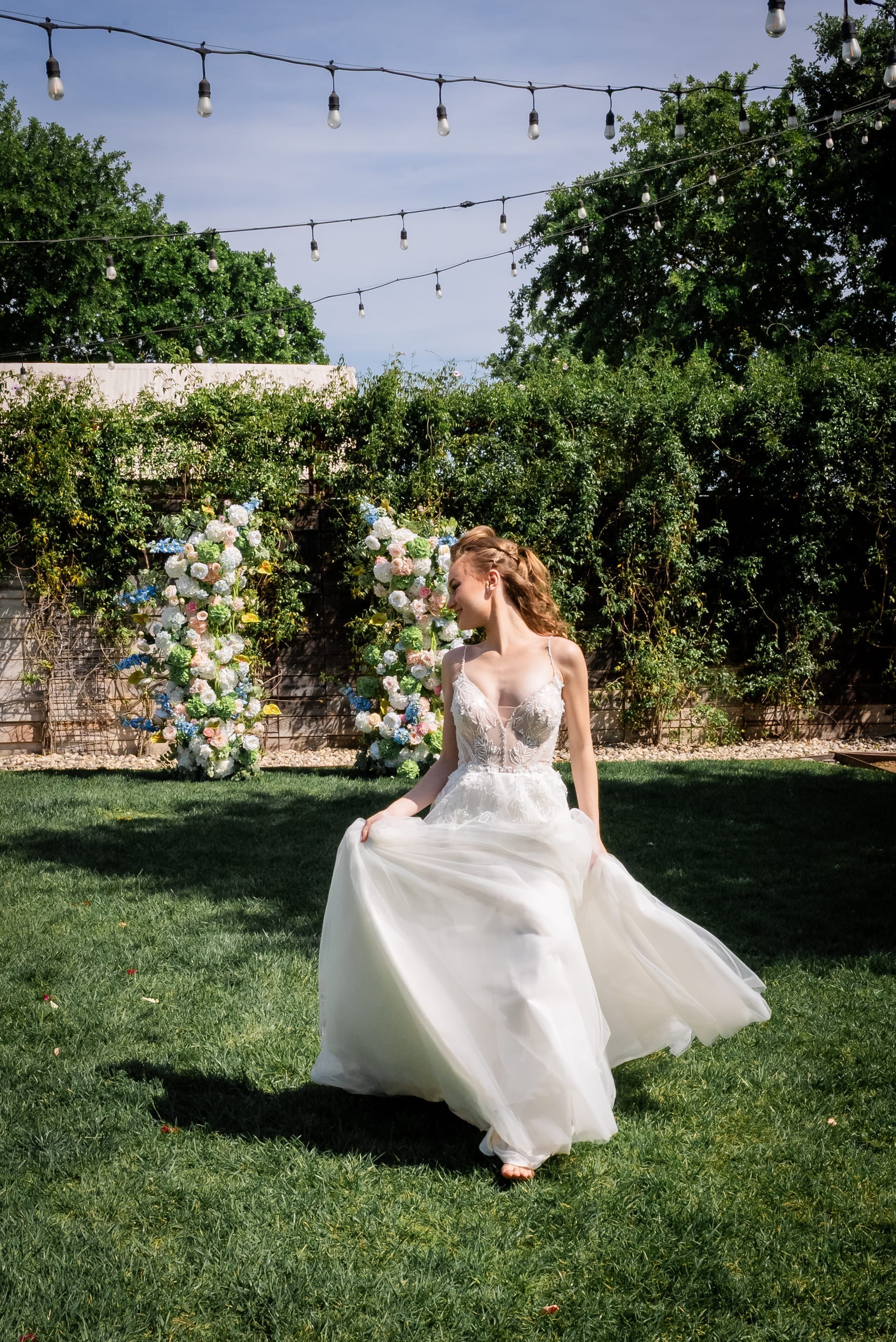 Bride getting ready on wedding morning